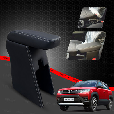 Frap Premium Armrest For Maruti New Brezza with Moulded Foam(Nappa,White Stitching) Car Armrest(Maruti, Vitara, Vitara Brezza LXI Petrol, Vitara Brezza LDi, Vitara Brezza VXI Petrol)