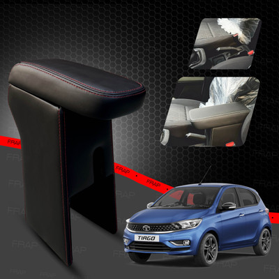 Frap Premium Armrest For Tata Tiago with Moulded Foam(Nappa,Double Red Stitching) Car Armrest(Tata, Tiago Facelift, Tiago Revotron XB, Tiago Revotron XE, Tiago XE Petrol)