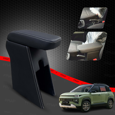 Frap Premium Armrest For Hyundai Exter with Moulded Foam(Nappa,White Stitching) Car Armrest(Hyundai, NA)