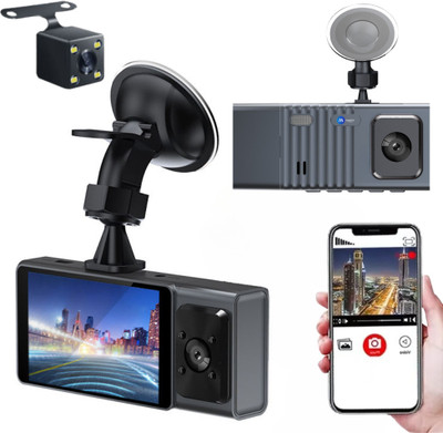 Maizic Smarthome Navic TriX WiFi 3-Channel Dash Cam | 1080P HD|Front+Rear+Cabin In-car Camera System(3 Camera, 1080 P)