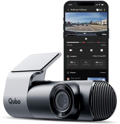 Qubo Smart Dashcam Pro 2K|QHD|G-Sensor|WiFi|Emergency Recording|Upto 1TB Card Reverse Assist Camera System(1 Camera, 1296p)
