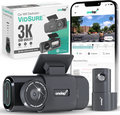 onelap Vidsure 3K Front and Rear Dashcam with Starvis IMX335 Reverse Assist Camera System(2 Camera, 3K front, 1080p rear)