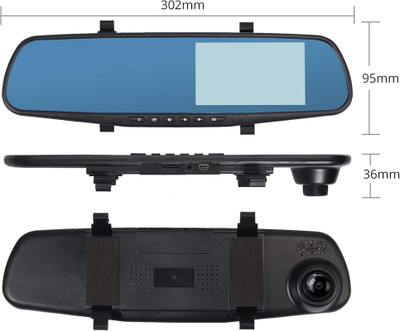 LOVMOTO Car DVR Rear View Mirror Video Recroder 4.3inch BackUp Car Camera Dual Lens S244 Reverse Assist Camera System(1 Camera, 720 X 480)