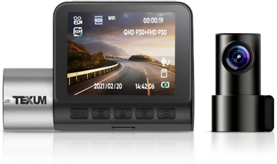 TEXUM Dashcam Dual Channel,2.7K,Built-in GPS Logger,Route Recorder Reverse Assist Camera System(2 Camera, 1944 P)