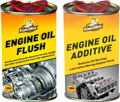 POWERMAX Engine Oil Flush + Engine Oil Additive Petrol/Diesel Engine Engine Cleaner(300 ml)