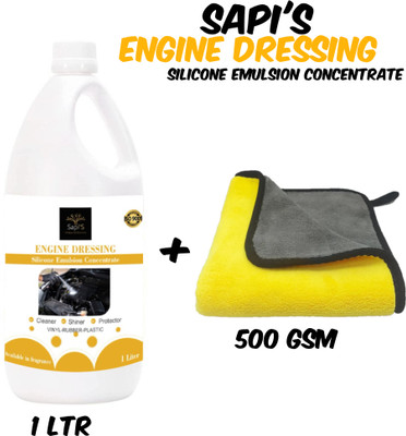 SAPI'S SapiS Engine dressing Liquid polish With microfiber cloth Combo Engine Cleaner(1 L)