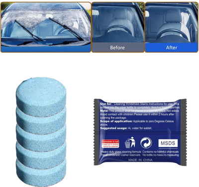 YELONA 5 PCS Car Windshield Washer Wiper Auto Cleaning Detergent Effervescent Glass Tablet Concentrate Vehicle Glass Cleaner(5 g)