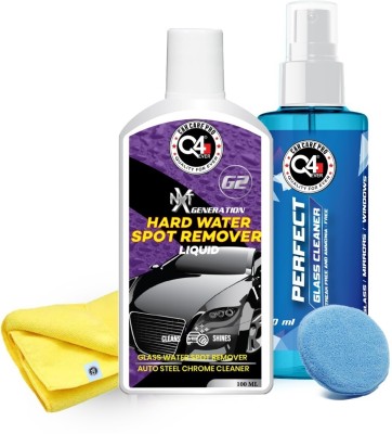 Q4EVER Q4 EVER Car Glass Hard Water Spot Remover 100ML (LIQUID) (4 Items Pack) Liquid Vehicle Glass Cleaner(100 ml)