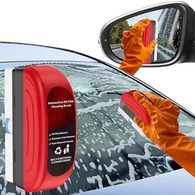 Nivrutti Car Glass Oil Film Remover with Liquid Applicator l Oil Film Cleaning Brush Tool Liquid Vehicle Glass Cleaner(120 ml)