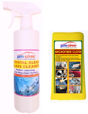 Auto Expert Crystal Clear Glass Cleaner + Microfiber Cloth Liquid Vehicle Glass Cleaner(530 ml)