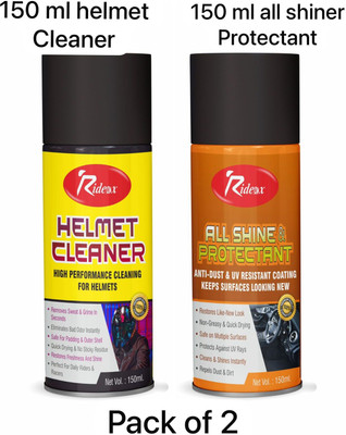 RIDEOX Includes Helmet Cleaner (150ml) + All Shiner Protectant (150ml)PACK OF 2 Foam Vehicle Glass Cleaner(150 ml)