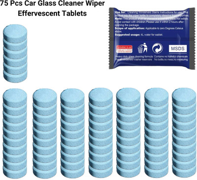 YELONA 75 PCS Clear Vision New Formula Car Glass Cleaner Wiper Detergent Effervescent Tablet Concentrate Vehicle Glass Cleaner(75 g)
