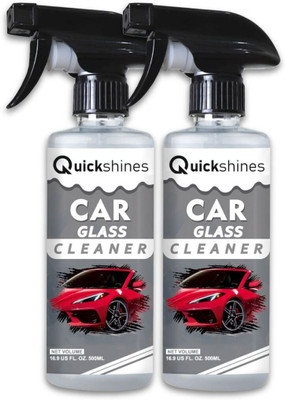 Quickshines Car Glass Cleaner | Shining & Crystal-Clear Visibility Pack of 2 Liquid Vehicle Glass Cleaner(500 ml)