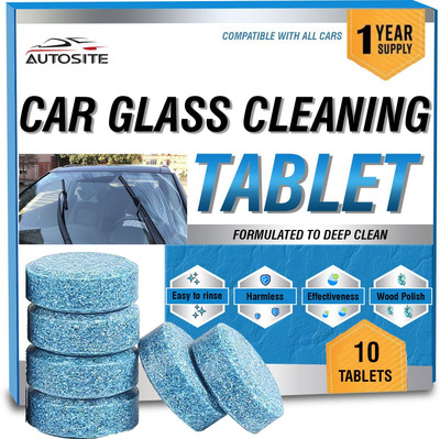 AUTOSITE 10PCS Car Glass Cleaner Wiper Detergent Effervescent Tablets Washer Auto Windshield Cleaner Glass Tablet Concentrate Vehicle Glass Cleaner Tablet Concentrate Vehicle Glass Cleaner(10 g)