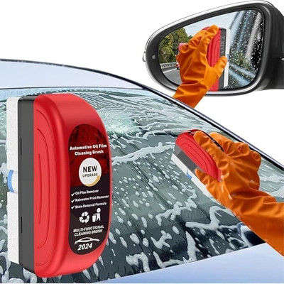 AARUKCREATION Automotive Oil Film Cleaning Brush| Liquid Vehicle Glass Cleaner(120 ml)