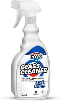 Zyax 3-in-1 Automobile Glass Cleaner | Safe for Tinted Glass & Touch Screens Liquid Vehicle Glass Cleaner(500 ml)