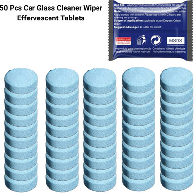 YELONA 50 PCS Clear Vision New Formula Car Glass Cleaner Wiper Detergent Effervescent Tablet Concentrate Vehicle Glass Cleaner(50 g)