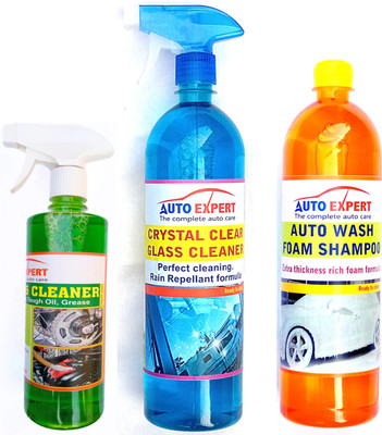 Auto Expert Car Glass Cleaner 1Ltr+Car & Bike Wash Foam Shampoo 1Ltr+D-Greaser 500ml Liquid Vehicle Glass Cleaner(2500 ml) Auto Expert Car Glass Cleaner 1Ltr+Car & Bike Wash Foam Shampoo 1Ltr+D-Greaser 500ml Liquid Vehicle Glass Cleaner(2500 ml)