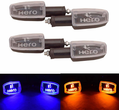 PBTA Front, Rear, Side LED Indicator Light for Hero Passion, Passion Pro(Blue, Yellow)