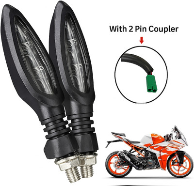 CROXIV Front, Rear LED Indicator Light for KTM RC 200, Universal For Bike(Yellow)