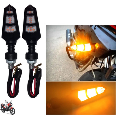 Pious Front, Rear LED Indicator Light for Hero Universal For Bike(Amber)
