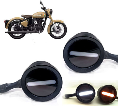 AUTO PEARL Front LED Indicator Light for Royal Enfield Classic 350(White, Yellow)