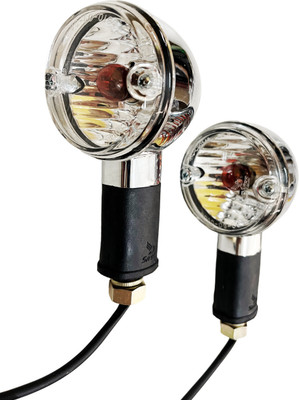 road religion Front, Rear Halogen Indicator Light for Royal Enfield Classic, Electra, Standard 350(Clear)