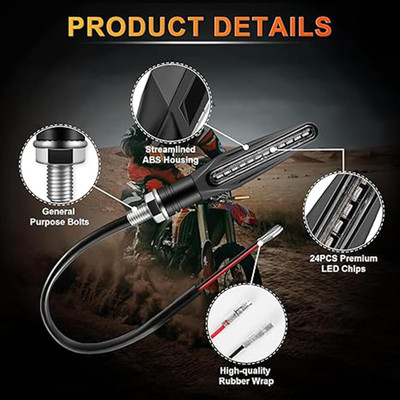 Grandbiker Front, Rear, Side LED Indicator Light for Universal For Bike Universal For Bike(Yellow)