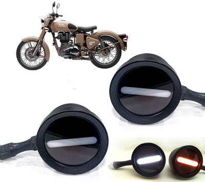 AUTO PEARL Front LED Indicator Light for Royal Enfield Classic Desert Storm(White, Yellow)