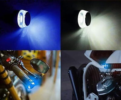RACER'S EDGE Front LED Indicator Light for Yamaha, TVS, KTM, Royal Enfield, Hero, Honda Universal For Bike(White, Blue)