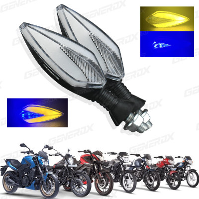 Generox Front, Rear LED Indicator Light for Bajaj Universal For Bike(Blue, Yellow)