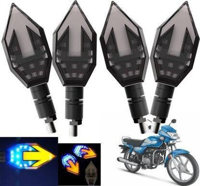 aksmit Front, Rear LED Indicator Light for Hero HF Deluxe, Universal For Bike(Yellow, Blue)