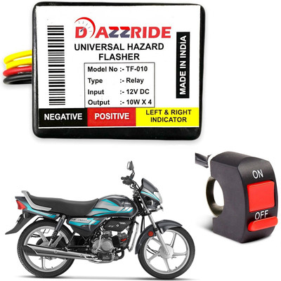 DAZZRIDE Front, Rear, Side LED Indicator Light for Hero HF Deluxe, Universal For Bike(Amber)