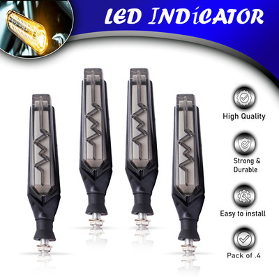 ASRYD Front, Rear, Side LED Indicator Light for Universal For Bike Universal For Bike(Yellow)