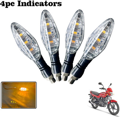 Generox Front, Rear LED Indicator Light for Bajaj Platina 100 DTS-i(Amber)