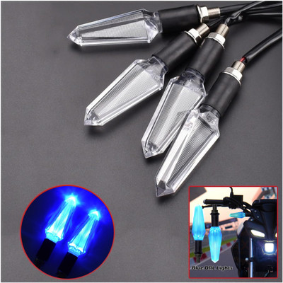 aksmit Front, Rear, Side LED Indicator Light for Universal For Bike Universal For Bike(Blue)
