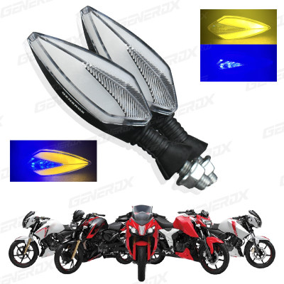 Generox Front, Rear LED Indicator Light for TVS Universal For Bike(Blue, Yellow)
