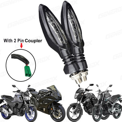 Generox Front, Rear LED Indicator Light for Yamaha FZ, FZ S V2, FZ S V3, R15, Universal For Bike(Amber)