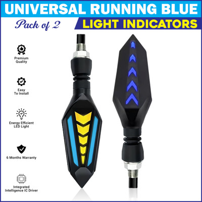 BRXR Front, Rear LED Indicator Light for Universal For Bike Universal For Bike(Blue, Yellow)