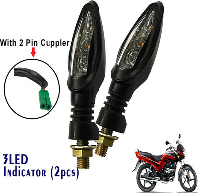 Generox Front, Rear LED Indicator Light for Hero Passion Plus(Yellow)