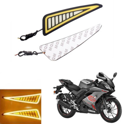 SHOWRIDE Rear, Front, Side LED Indicator Light for Yamaha, Kawasaki, KTM R15 V3, R15, R15 V2(White, Yellow)
