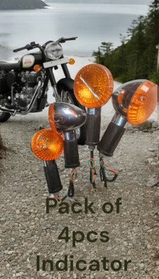 BIKEBLOOM Side, Rear, Front Halogen Indicator Light for Royal Enfield Classic 350(Amber)