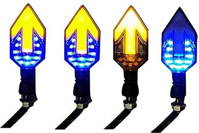 aksmit Front, Rear LED Indicator Light for TVS Sport, Universal For Bike(Yellow, Blue)