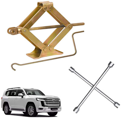 AUTO PEARL Scissor Jack & 4-Way Wheel Spanner (17x19x21x23 mm) for Toyota Land Cruiser Vehicle Jack(1000 kg)