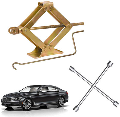 AUTO PEARL Scissor Jack & 4-Way Wheel Spanner (17x19x21x23 mm) Compatible with 725i Vehicle Jack(1000 kg)