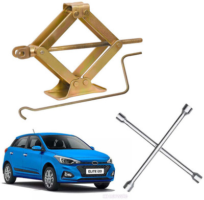 AUTO PEARL Scissor Jack & 4-Way Wheel Spanner(17x19x21x23mm) Compatible with i20 Elite 2018 Vehicle Jack(1000 kg)