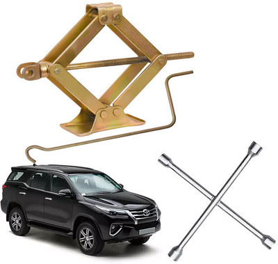 AUTO PEARL Scissor Jack & 4-Way Wheel Spanner (17x19x21x23 mm) for Fortuner Type2 2016-2019 Vehicle Jack(1000 kg)