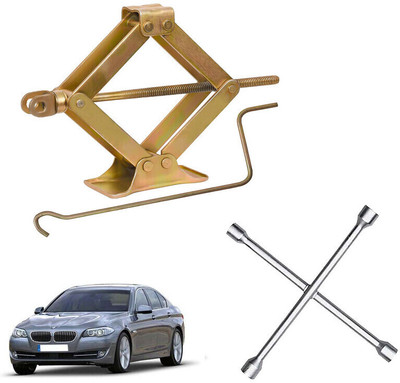 AUTO PEARL Scissor Jack & 4-Way Wheel Spanner (17x19x21x23 mm) Compatible with 525i Vehicle Jack(1000 kg)