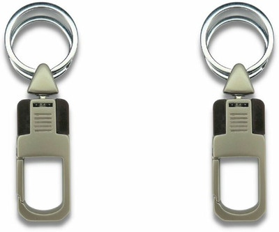 Hoodinter Metal Antique Key chain Stylish Double Key Ring Hook Holder Pack Of 2 Key Chain