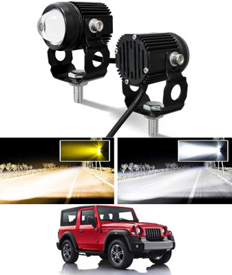 ABJD Twin Mini LED Lights High/Low Beam Amber and White For Thar Mahindra 2020 Fog Lamp Car, Motorbike, Truck, Van LED for Mahindra (12 V, 55 W)(Thar, Pack of 2)